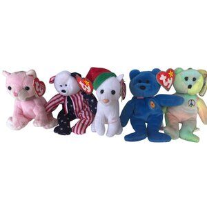 Lot of 5 Collectible TY Basket Teenie and Jingles Beanie Babies Collection-READ